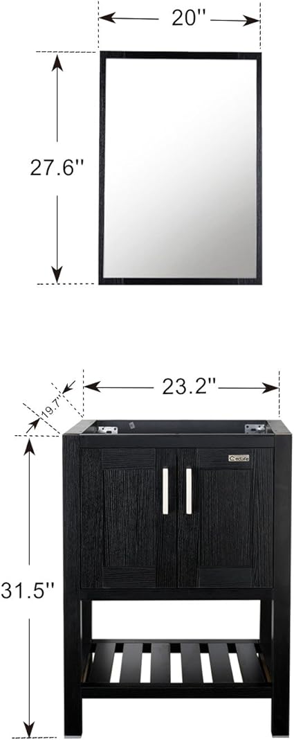 Eclife 24 Bathroom Vanity Sink Combo W Overflow White Drop In Ceramic Vessel Sink Top Black Mdf Modern Bathroom Cabinet W Mirror T01b07 Bathroom Vanities Tools Home Improvement