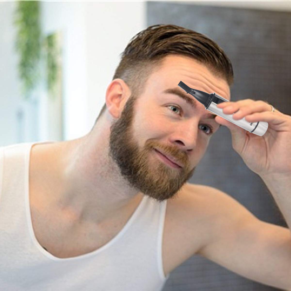 HLYOON 3 in 1 Nose & Ear Hair Trimmer with LED Light, Wet/Dry, Waterproof Stainless Steel, Beard and Eyebrow Grooming Set, Battery-Operated