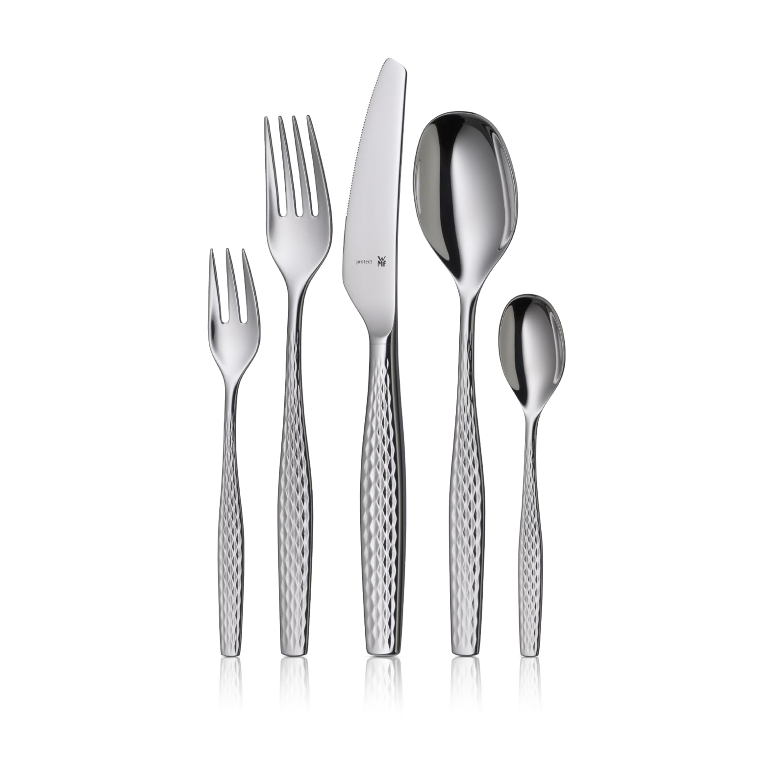 WMF Sentic Besteck-Set, 30-teilig für 6 Personen, ergonomisch, Cromargan protect®, spülmaschinenfest, geschmiedete Menuemesser, Besteckkasten 1270916340
