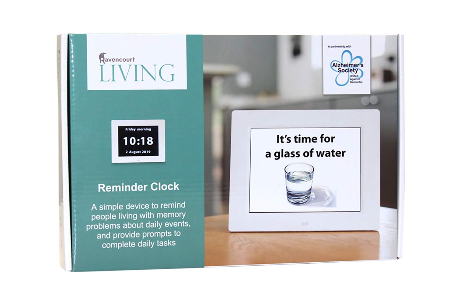 Ravencourt Living Rosebud White Reminder Clock ¦ Easy To Read 8" Display ¦ Mains-Powered ¦ Add Reminders For All Events ¦ For The Eldelerly Or Dementia Sufferers ¦ REMC001W