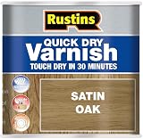 RUSTINS Quick Dry Varnish Satin Oak 500ml - Touch Dry in 20 Min