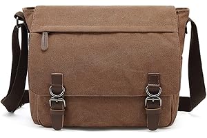 Sechunk Canvas Leather Messenger Bag Shoulder bag Cross body bag Crossbody large for men boy girl student school