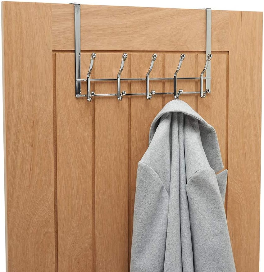 simplywire - Over Door Coat Rack - 10 Hooks - Chrome Coated Steel, 1 Pack Chrome - Image 3