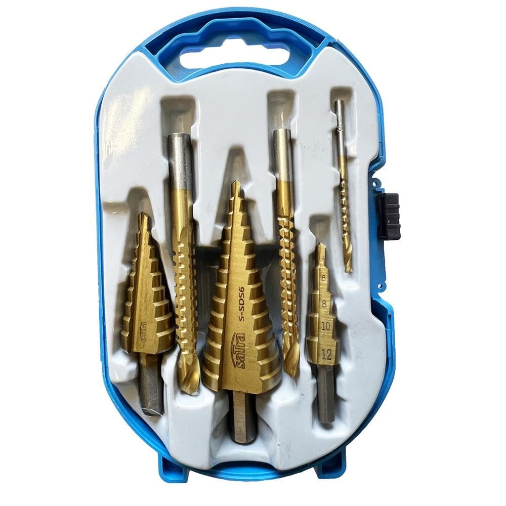 Step Drill Bit Set 6 Pieces Titanium Taper Drill HSS-TIN Peeling Drill Countersink Set
