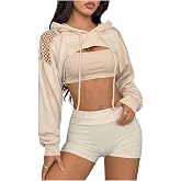 SweatyRocks Women's Casual Cut Out Long Sleeve Pullover Crop Top Sweatshirt | Cropped Hoodie, Crop Top Hoodies, Long Sleeve Going Out Tops, Concert Outfit, Fall Clothes