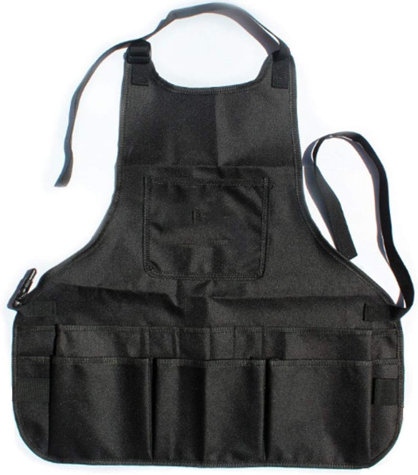 Oxford Canvas Tool Apron,Waterproof Work Aprons with Tool Pockets,Adjustable Heavy Duty Aprons for Mechanic, Carpenter, Electrician, Gardener,Black
