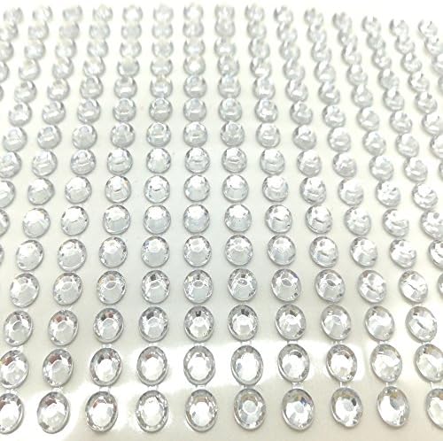 Yeoubi 2100 Pieces of 5mm Self Adhesive Bling Rhinestone Strips Round Stick on Gems (Clear)