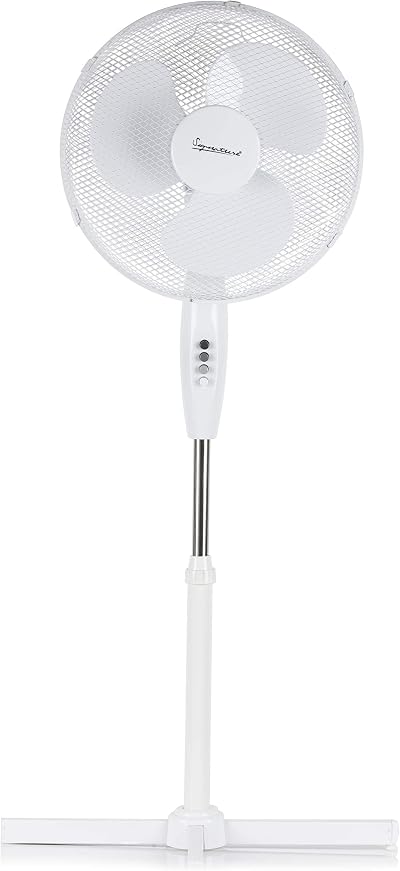Signature 16” Pedestal Fan 3 Speed Oscillation Height Tilt White S40011