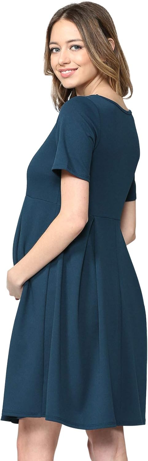 HELLO MIZ Women's Maternity Midi Dress with Front & Back Pleat at  Women’s Clothing store
