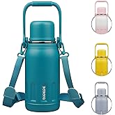 BJPKPK Insulated Water Bottle 27oz Stainless Steel Water Thermo with Handle and Cup Lid Travel Metal Thermal Flask,Laguna