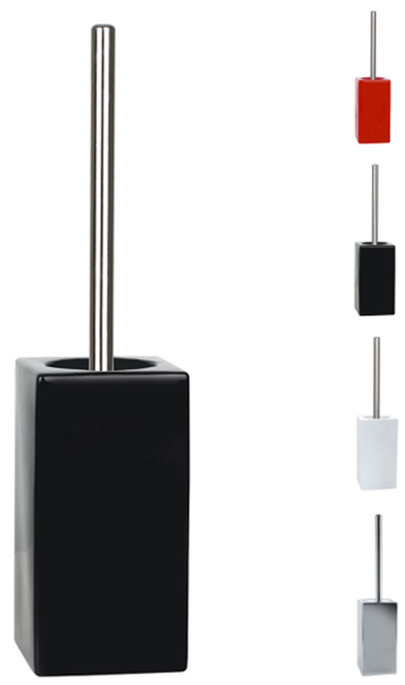 Spirella Quadro Toilet Brush Stoneware Black Height 45 cm x Width 11.5 cm — image 1