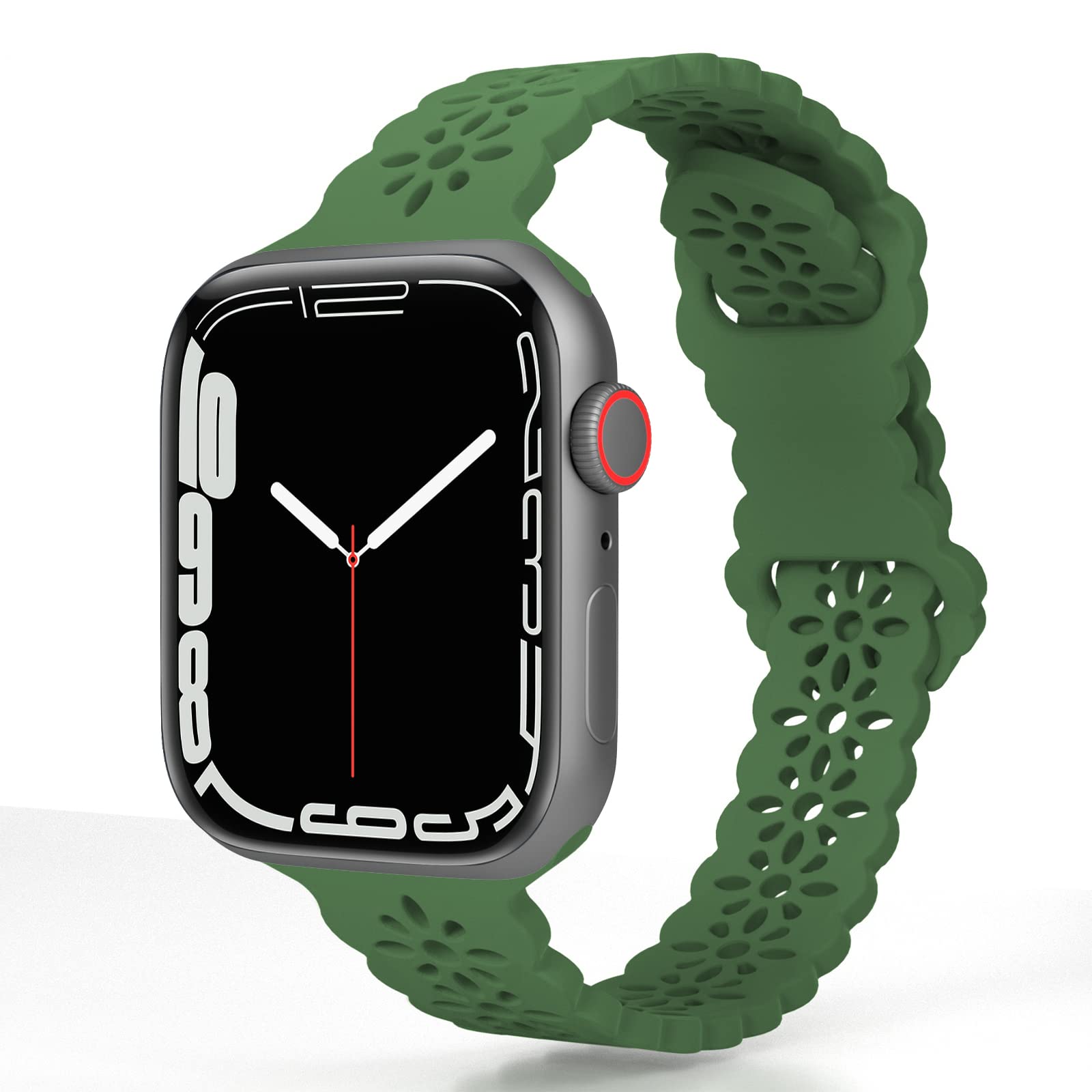 TopPerfekt Lace Silicone Straps Compatible with Apple Watch Straps42/44/45/49mm, Women Slim and Breathable Sports Wristband with Classic Clasp for iWatch Series Ultra SE 8 7 6 5 4 3 2 1