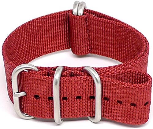 DaLuca Ballistic Nylon Military Watch Strap - Burgundy (Matte Buckle) : 18mm