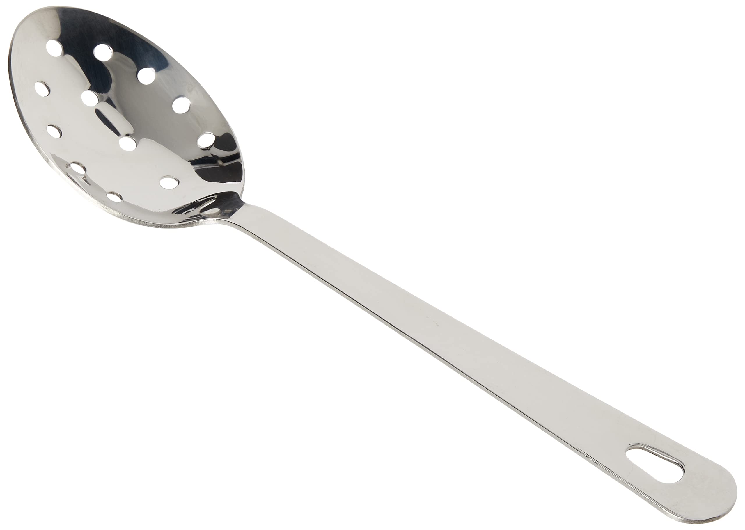 Genware 300112 Stainless Steel Perforated Spoon with Hanging Hole, 12 inches Length