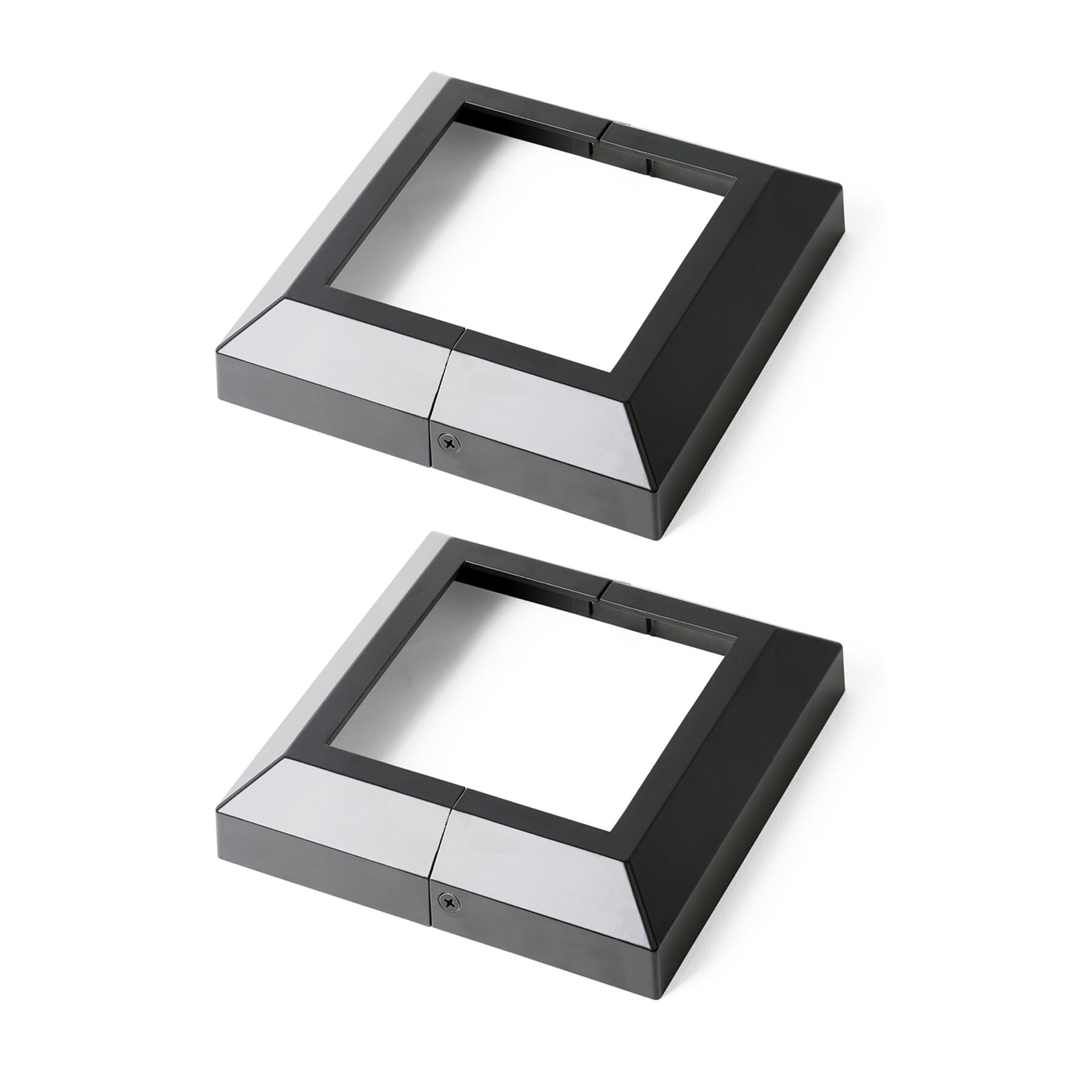 Photo 1 of AECXM 2Pack 6"x6" Aluminum Deck Post Base Cover, Split Post Cover Skirts for Deck Railings?Stairs?Porches Black