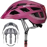 Adult-Men-Women Bike Helmet with Light - Mountain Road Bicycle Helmet with Replacement Pads & Detachable Visor