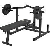 Chest Press Machine,Weight Bench Press with Independent Converging Arm | Foldable,Fits 1"/2" Plates,with Spotter Arms for Safety, Adjustable Incline Bench for Chest,Arms,Shoulder,AB Workouts