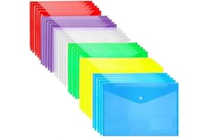 30 pcs Plastic File Folders, A4 Paper Size Waterproof File Envelopes with Snap Button for School Home Work Office Organizatio