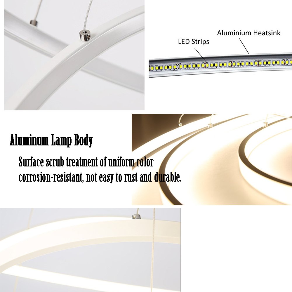 Moderne LED 3 Ring Pendelleuchte 60 * 40 * 20 Acryl und Metall Büro