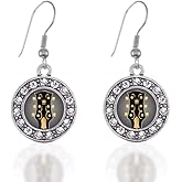 Inspired Silver - Silver Circle Charm French Hook Drop Earrings with Cubic Zirconia Jewelry