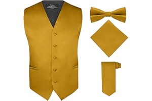 S.H. Churchill & Co. Men's 4 Piece Vest Set, with Bow Tie, Neck Tie & Pocket Hankie