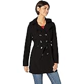 Sebby Collection Women's Soft Shell Trench Coat with Detachable Hood