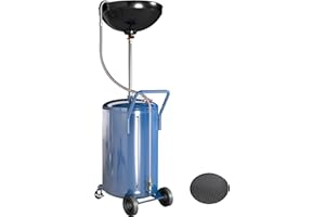 LARBANKE 20 Gallon Waste Oil Drain Tank with Wheels,Air Operated Drainer Oil Change Tank,Oil Drain Container with Adjustable Funnel Height,for Easy Oil Removal,Blue