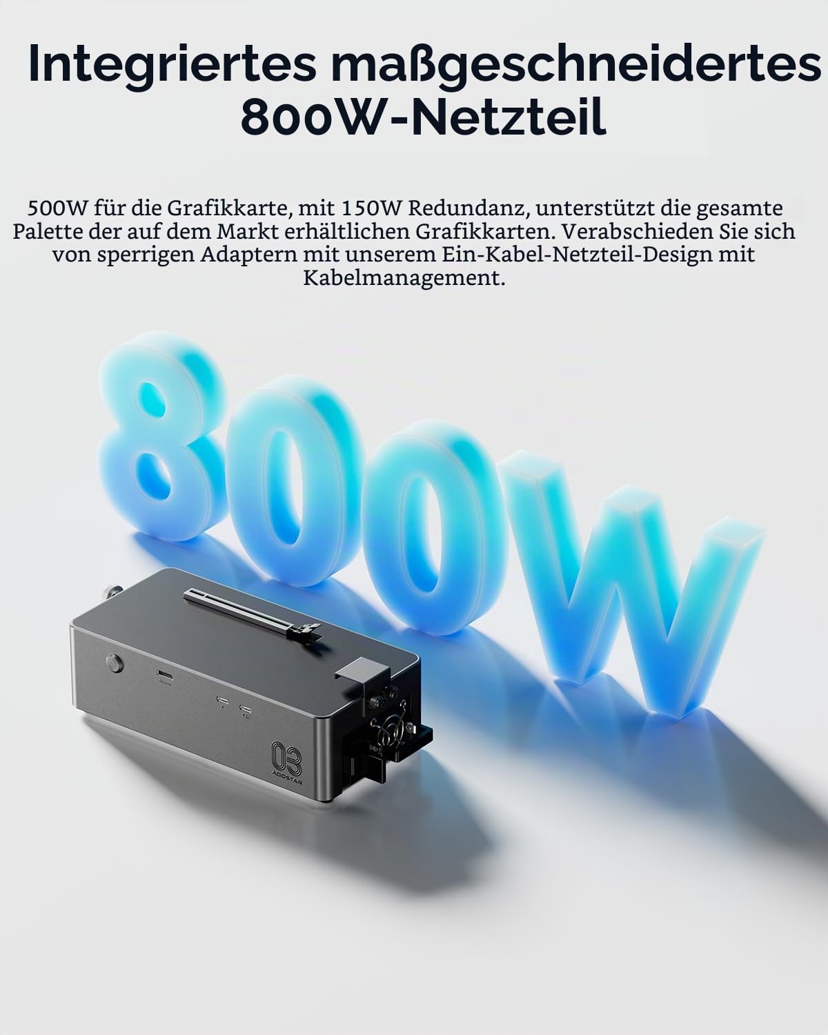 AOOSTAR AG03 eGPU Dockstation mit OCuLink & Dual Thunderbolt 5 (80Gbps), Externe GPU Grafikkarten Dockingstation PCIe 4.0 x4, 140W PD, DP 2.1 Videoausgang, Eingebautes 800W Netzteil, für GPUs bis 500W 5