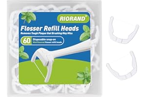 RioRand Ultraclean Access Flosser Refill Heads, Deep Clean Teeth, Protect Teeth and Gums PFAS Free, Compatible with Listerine Ultraclean Access Flosser 60 PCS (Pack of 1)