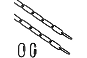 Helunsi Lighting Chain, 6 Feet Black Light Fixture Chain, Metal Chandelier Chain Extension with Connection Link Lock, Heavy D