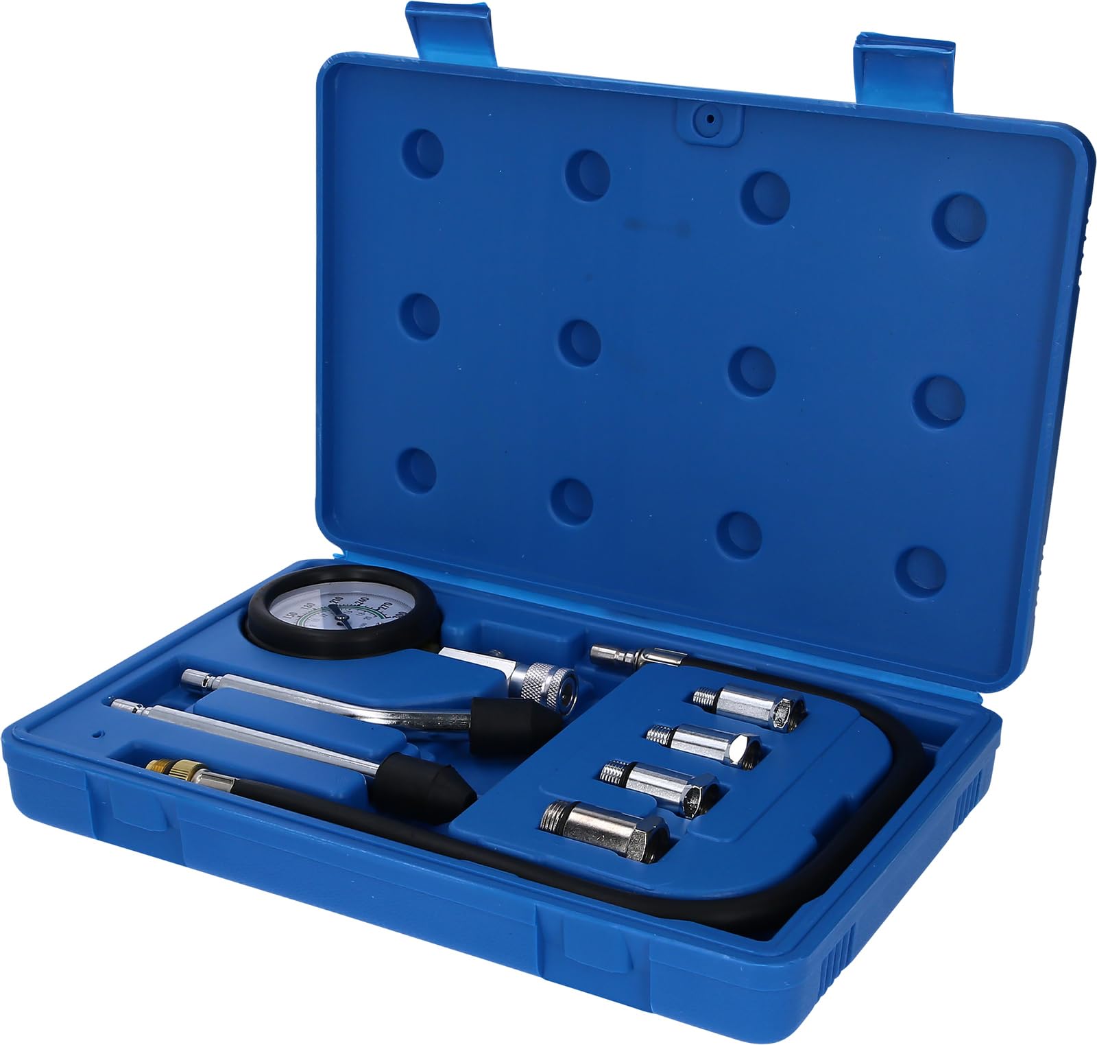 BRILLIANT TOOLS BT581100 Compression Tester Set for Petrol Engines, 8 Pieces [Powered by KS Tools]