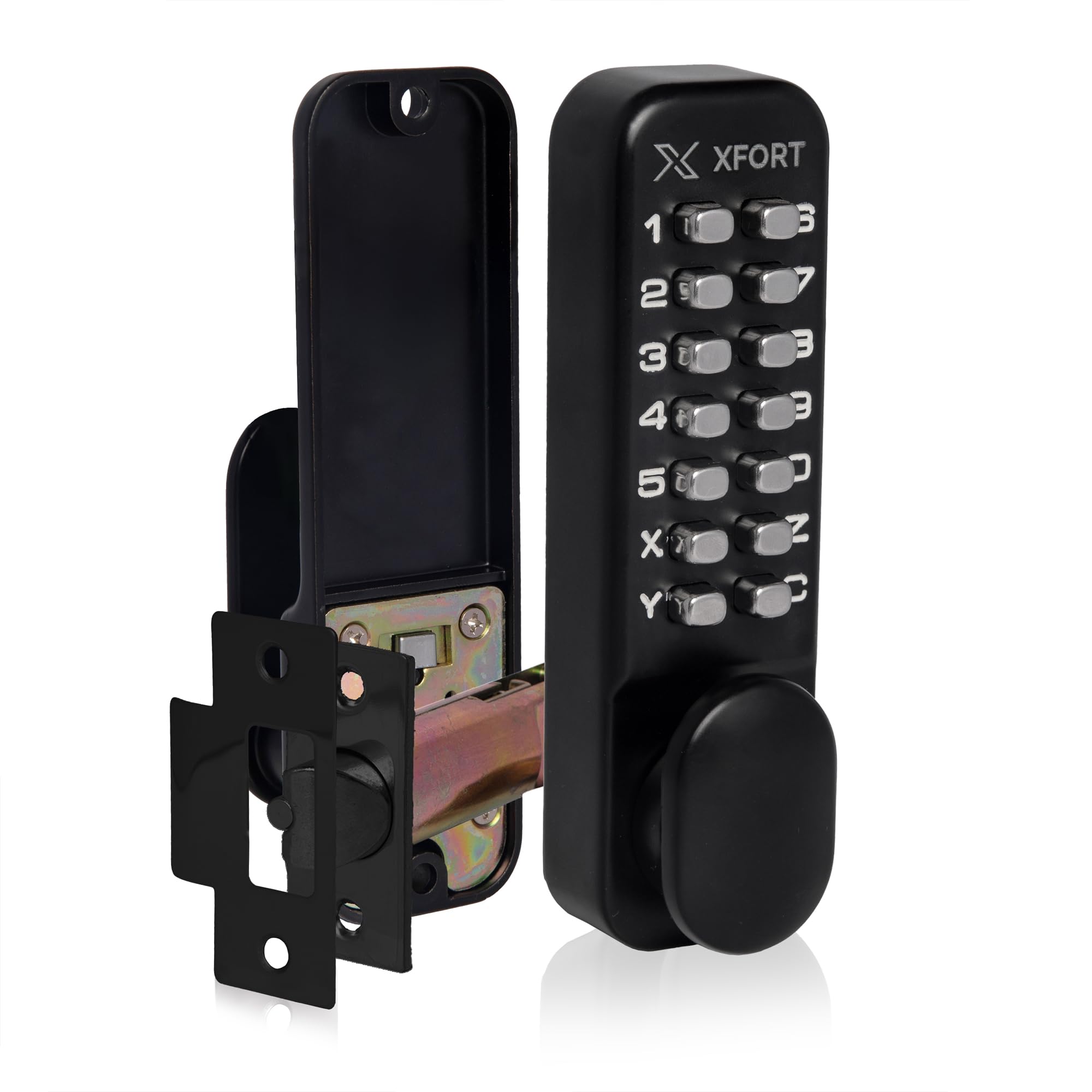 XFORT Digital Door Lock - Matt Black, Keypad Combination Lock with Optional Hold Back Function