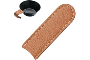 Cast Iron Handle Cover – First Layer Cowhide Leather | Heat-Insulated Anti-Scalding Hand Protection | Non-Slip Grip for Fryin