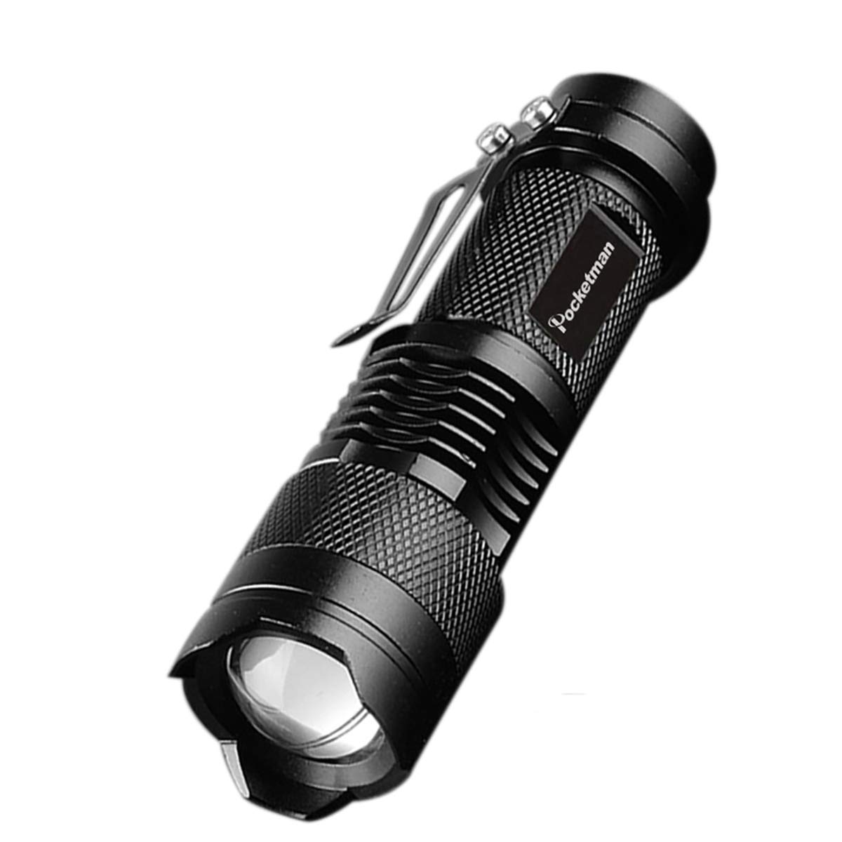 POCKETMAN Mini Flashlight 7W 300 lumens Portable Mini Q5 LED Flashlight Tactical Lamp LED Flashlight Adjustable Focus Zoomable Light for Gift, Hiking, Camping & Power Outage (1 Pack)