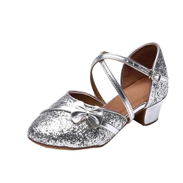 YIBLBOX Prinzessin Schuhe mit Absatz Kinder High-Heels Tanzschuhe Pailletten Karneval Latin Schuhe