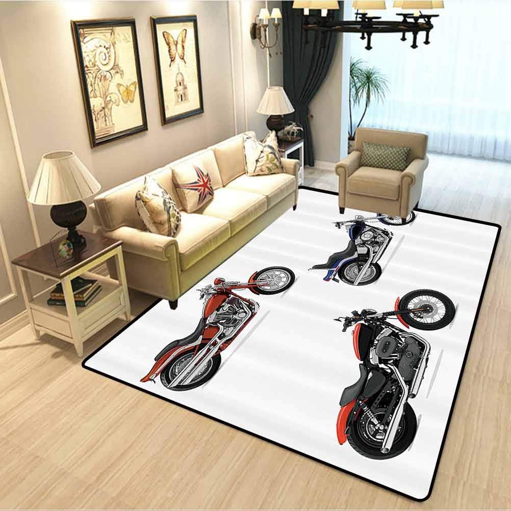 Motorcycle Decor Floor Area Rug for Living Room