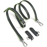 Neylissia Top-Grain Leather Strap for LongChamp Mini Pouch, Upgraded Buckles Mini Bag Adjustable Crossbody Shoulder Straps Conversion Kit Replacement (Grey Green, XS)