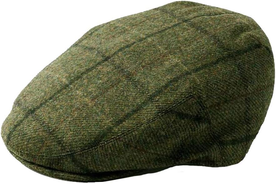 Failsworth Merino Wool Flat Cap Tweed Cap Green Black Line 4859 54-63cm