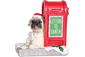 NINIPAPA Christmas Village Accessories Santa's Mailbox Villages Sets for Christmas Decoration Cute Resin Christmas Ornaments with Doggy Reading Letter
