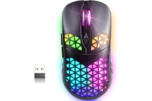 WolfLawS KM-3 Wireless Gaming Mouse, Rechargeable RGB Wireless Mouse PC Gaming Mice with 7 Programmed Buttons, 4 DPI Levels, 60-Hrs Play, BT5.0/3.0/2.4GHz Computer Mouse for Window Mac Laptop