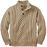 Makkrom Kids and Boys Mock Neck Pullover Sweater Long Sleeve Button Cable Knitted Jumper