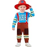 Daddy's New Fishing Buddy Baby Boys Firefighter Costume Fireman Bodysuit Infants Boys Halloween Dress Up Party