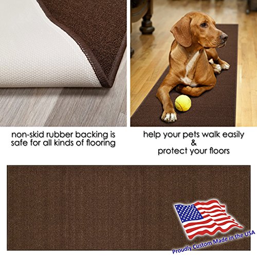 Custom Size Brown Solid Plain Rubber Backed Non-Slip Hallway Stair Runner Rug Carpet 22 inch Wide Choose Your Length 22in X 8ft