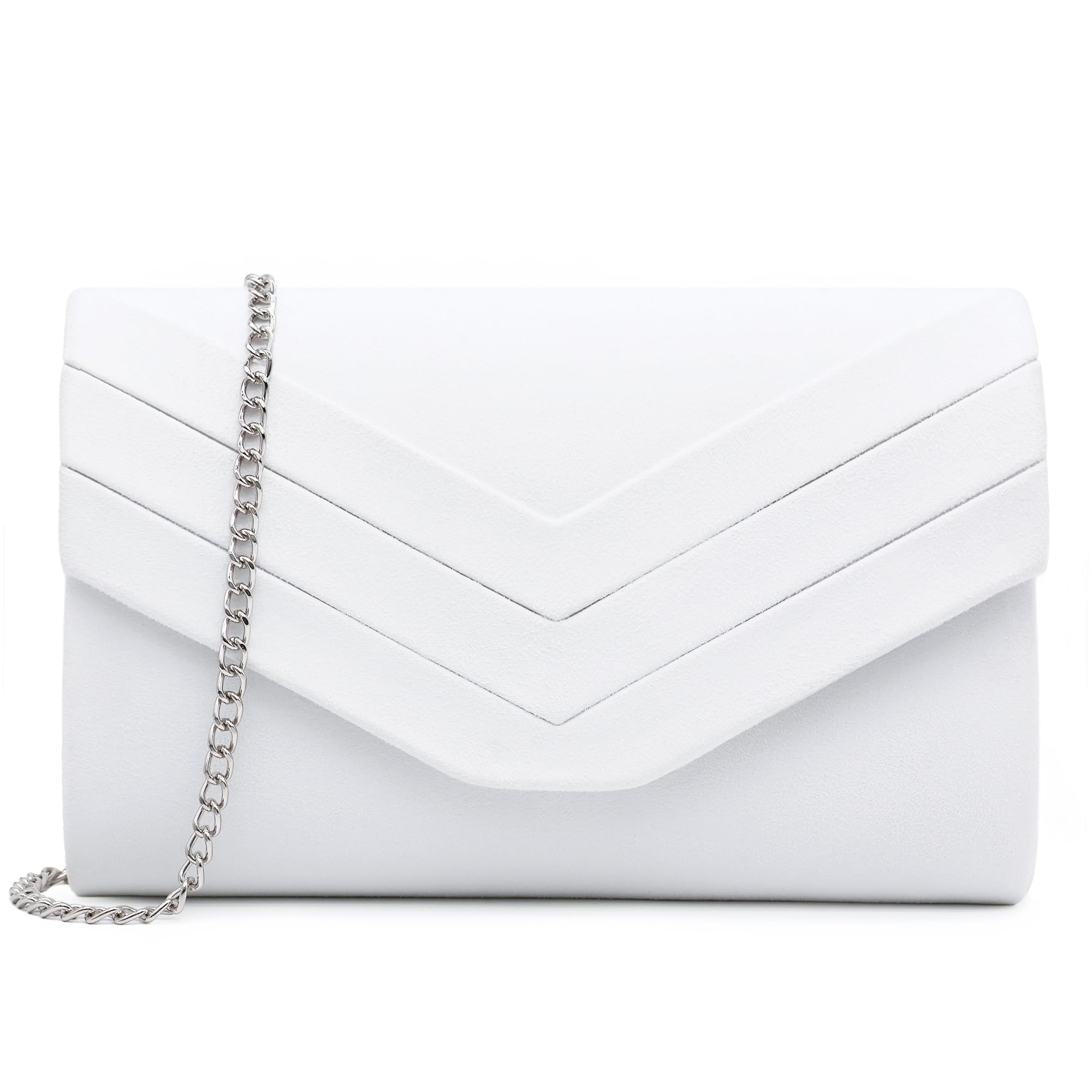 Milisente Clutch Bag for Women, Suedu Clutch Bags for Wedding Shoulder Crossbody Evening Bag (White)