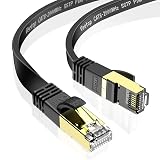 Veetop Cat 8 Ethernet Cable 3.2FT Flat Ethernet Cable High Speed 26AWG Cat8 Internet Cable 40Gbps 2000MHz with Gold Plated RJ45 Connector Weatherproof SSTP for Router/Gaming/Modem (Black)