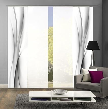abitiamo< 94095 Flächenvorhänge 4er-Set UFA, in grau oder rot, Flächenvorhang Rochelle + Uni-Flächenvorhang ROM | Farbe des S