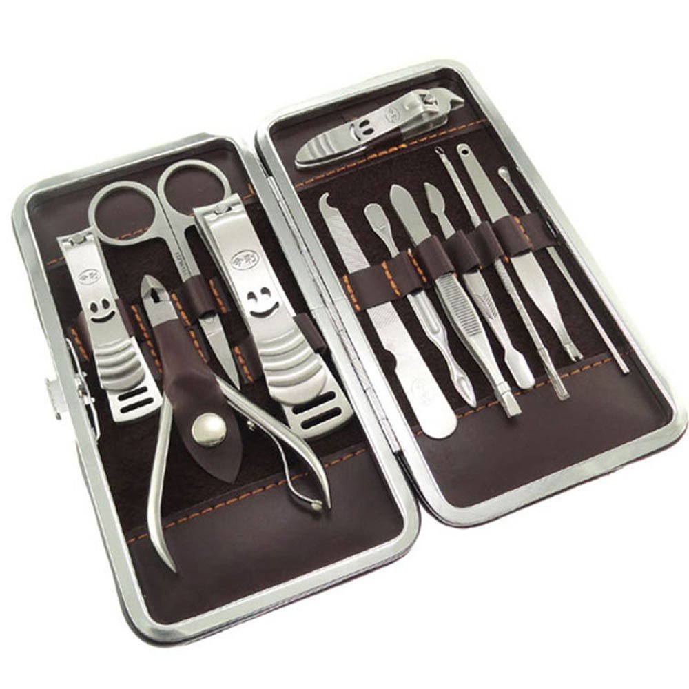 AKORD 12-Pieces Nail Care Personal Manicure & Pedicure Set, Travel & Grooming Kit Tools