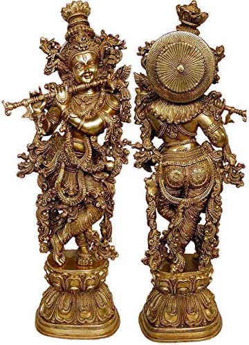 Aakrati Krishna Statue - Decorative Figurine of Love Lord in Brass Metal for Gift & Temple by Ashopi Antique