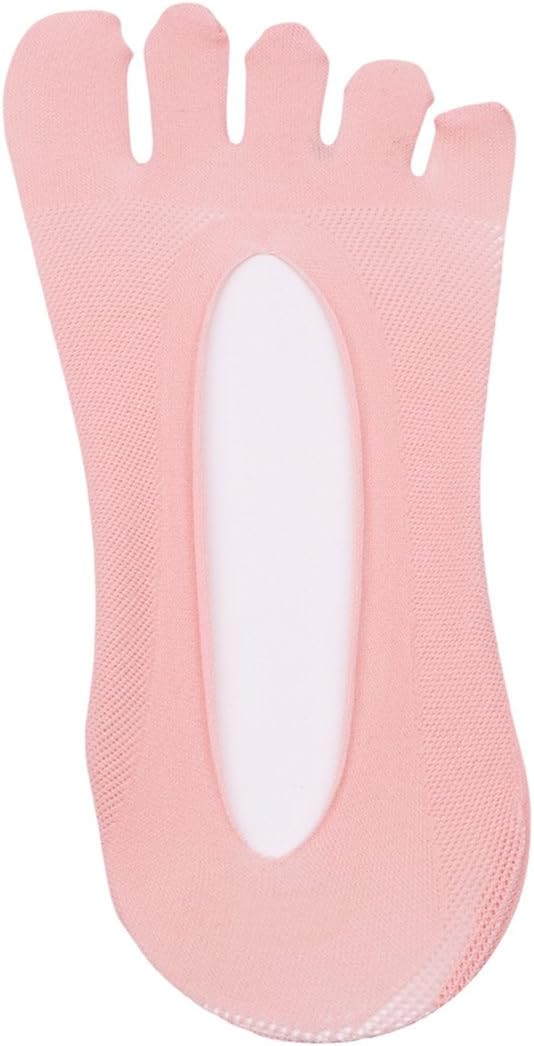 Rurah Women Invisible Shallow Mouth Toe Socks Five Finger Socks Soft and Breathable Low Cut Ankle Socks Silk Stockings for Women,Pink