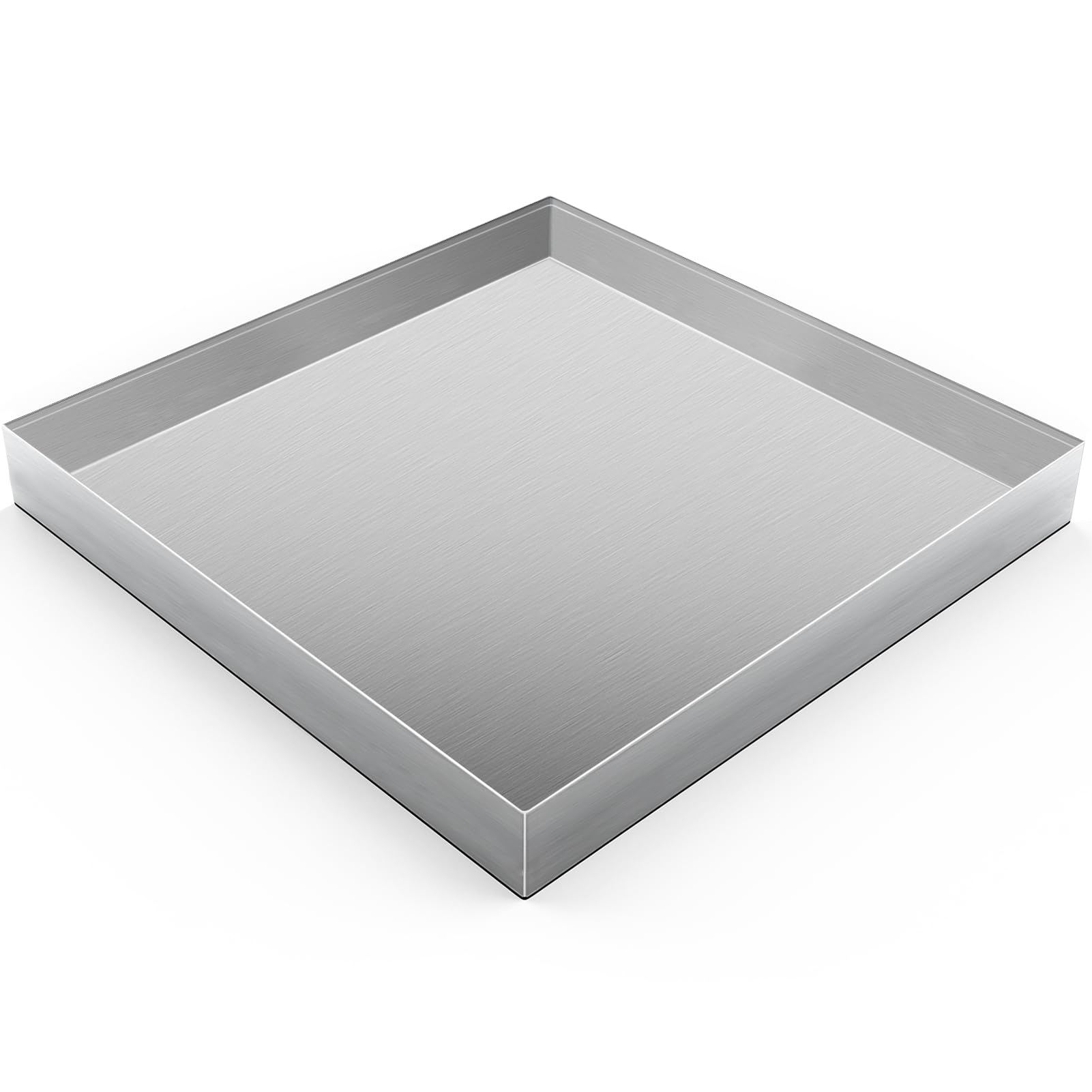 Photo 1 of 32" x 30" x 3" Washing Machine Drain Pan,Heavy Duty 304 Stainless Steel Material,Surface Brushed Process,Washing Machine Tray with Anti-Slip Bottom pad,Protecting The Floor,Wood Deck,No Hole